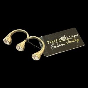 Traci Lynn Gold and Silver Crystal Trio Rings